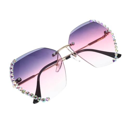 ROMISBABA Randlose Damen Sonnenbrille mit Strassverzierung Leichte Modische Uv Schutzbrille für Party und Alltag Zarte Kleine Eyewear Langlebig und Stilvoll von ROMISBABA