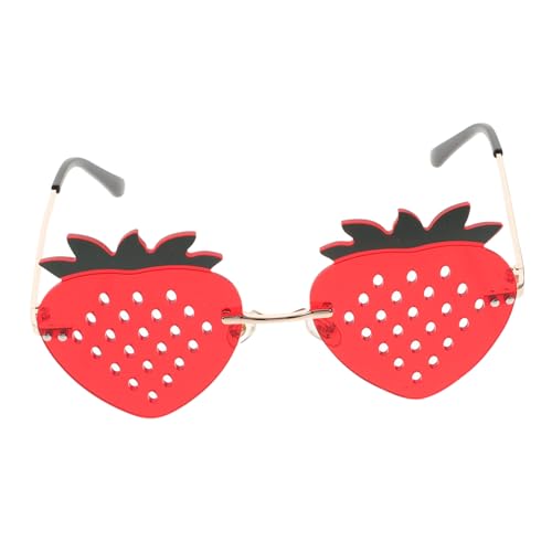 ROMISBABA Randlose Lustige Sonnenbrille in Erdbeerform mit Silikon Nasenpads Modisch und Uv Schutz Unisex für Streetstyle und Festival Looks von ROMISBABA