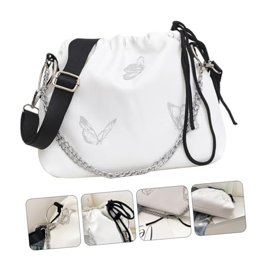 ROMISBABA Reflektierende Schmetterling Schultertasche Damen Modisch Großer Stauraum Praktische Umhängetasche Vielseitig für Alltag Reise Geeignet Weiß von ROMISBABA