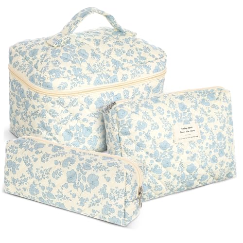 ROMISBABA Kosmetikbeutel Mit Reißverschluss Reise-kulturtasche Aus Baumwolle Gesteppte Make-up Verschiedene Für Damen Aufbewahrungstaschen Mit Blumenmuster von ROMISBABA