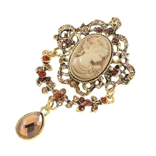 ROMISBABA Retro Brosche mit Strasssteinen Stilvolle Damen Anstecknadel für Cardigans Pullover und Kleider Feine Verarbeitung Glatte Kanten Modisches Kleidungslapel Pin Goldfarben von ROMISBABA