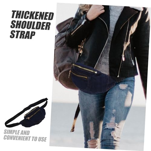 ROMISBABA Retro Denim Bauchtasche Damen mit Breitem Schultergurt Waschbar Sicherer Reißverschluss Crossbody Brusttasche für Alltag und Dating Eleganter Vintage Style von ROMISBABA