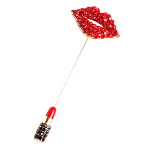 ROMISBABA Rhinestone Brosche Lippenstift Design Roter Emaille Lippen Pin Dekorative Anstecknadel für Damen Kleidung Schal Hut Schmuck Geschenk für Geburtstag Hochzeit Muttertag von ROMISBABA