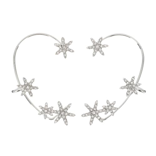 ROMISBABA Rhinestone Schneeflocken Ohrklemme Damen Ohrclip Ohrloch Modisches Accessoire Silberfarben Eleganter Ohrhaken Geschenkidee Winter Schmuck von ROMISBABA