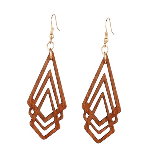 ROMISBABA Rhombus Holzohrringe Hollow Out Ohrhänger Vintage Design Leichte Ohrschmuck Damen Baumelnde Ohrringe für Alltag Party Hochzeit ROMISBABA Rhombus Holzohrringe Hollow Out Ohrhänger Vintage Design Leichte Ohrschmuck Damen Baumelnde Ohrringe für Alltag Party Hochzeit von ROMISBABA