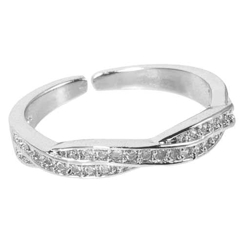 ROMISBABA Verstellbarer Öffnungs-fingerring Mit Glänzendem Zirkonia-dekor Für Damen Eleganter Modeschmuck Angenehmes Tragegefühl Und Kreatives Design Für Verschiedene Kleidungsstile von ROMISBABA