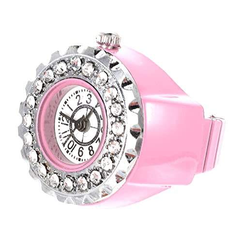 ROMISBABA Ringuhr Damen Glänzend Uhrenring Fingerring Glitzeranhänger Uhrenringe Dekorativ Zahlenanzeige von ROMISBABA