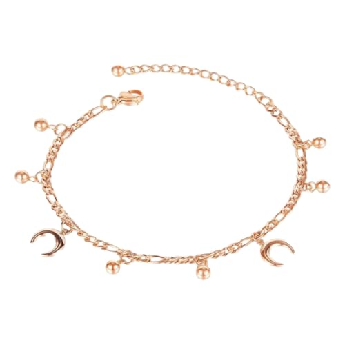 ROMISBABA Rosegold Fußkette Damen Rundperlen Mond Anhänger Fußschmuck Leicht Elegant Alltag Party ROMISBABA Rosegold Fußkette Damen Rundperlen Mond Anhänger Fußschmuck Leicht Elegant Alltag Party von ROMISBABA