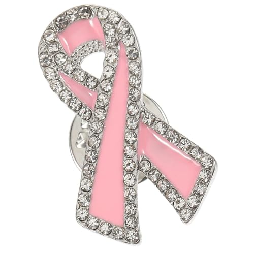 ROMISBABA Rote Strass Brosche mit Schleifen design Brustkrebs Awareness Symbol Anstecknadel für Damen Schmuck für Charity events Dekorativer Metall broschenpin zur Unterstützung von von ROMISBABA