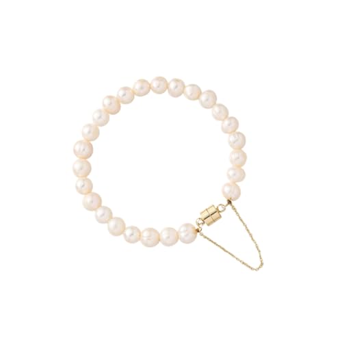 ROMISBABA Rundes Perlenarmband Damen Schlichtes Elegantes Schmuckstück mit Natürlichen Süßwasserperlen Modischer Armschmuck für Alltag Büro Party und Geschenk Veredelt mit Goldbeschichtung von ROMISBABA