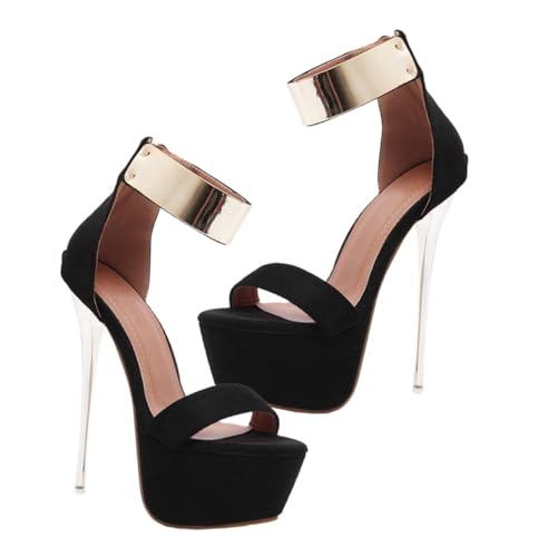 ROMISBABA Sandalen Damen Sommer Schuhe Schwarze High Heel Sandaletten Absatzschuhe Rutschfest Leicht Ausziehbar Für Strand Party Alltag von ROMISBABA