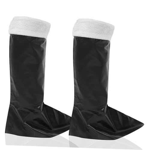 ROMISBABA Santa Claus Stiefelüberzüge Schwarz Weihnachtskostüm Zubehör für Cosplay Einfache Anbringung Festliche Dekoration für Weihnachtsfeiern und Nikolausstiefel Befüllen von ROMISBABA