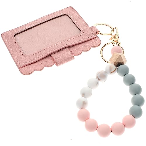 ROMISBABA Armband-kartenhalter Mit Schlüsselanhänger Tragbare Kartenetui Für Ausweise Schlüssel Und Mehr Perlen-Design in Rosa Für Unterwegs Multifunktionale Schlüsselring-Tasche von ROMISBABA