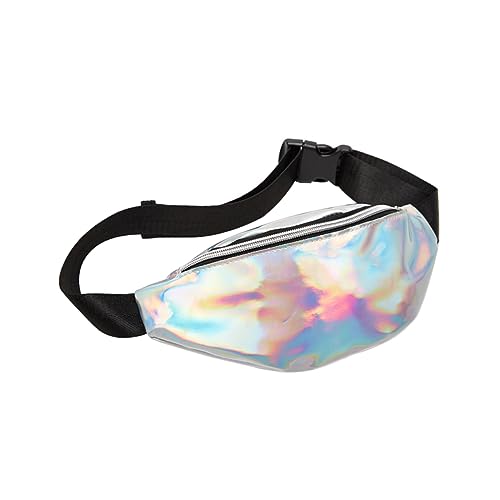 ROMISBABA Shiny Holographic Bauchtasche Damen mit Verstellbarem Gurt Wasserfest Leicht und Reißfest für Festivals Reisen Sport und Alltag Hüfttasche für Teenager und Damen von ROMISBABA