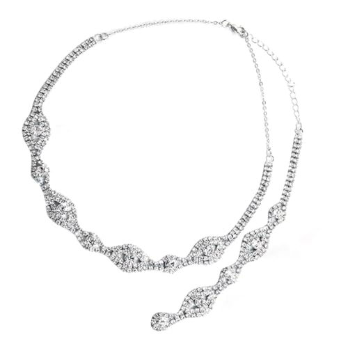 ROMISBABA Silber Damen Halskette mit funkelndem Anhänger und Rückenkette Modische Quastenverzierung Stilvoller Brautschmuck Kette für Hochzeit Party Alltag Feine Verarbeitung und von ROMISBABA