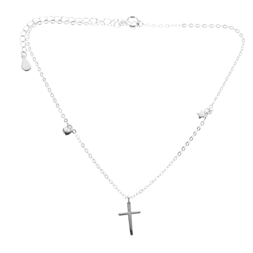 ROMISBABA Silber Fußkettchen Damen mit Funkelnden Strasssteinen Verstellbare Kreuz anhänger Fußkette Modischer Schmuck für Strandurlaub und Alltag Eleganter Knöchel schmuck in Weißgoldfarbe ROMISBABA Silber Fußkettchen Damen mit Funkelnden Strasssteinen Verstellbare Kreuz anhänger Fußkette Modischer Schmuck für Strandurlaub und Alltag Eleganter Knöchel schmuck in Weißgoldfarbe von ROMISBABA