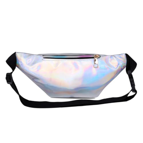 ROMISBABA Silberne Multifunktionale Bauchtasche Damen Modisch Glänzend Diebstahlsicher Hüfttasche Crossbody Tasche für Reisen Wandern Alltag mit Praktischem Stauraum von ROMISBABA
