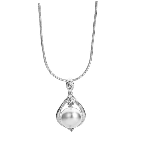 ROMISBABA Silberne Perlenanhänger Halskette Damen Wassertröpfchen Design Modisch Langlebig Vielseitig für Hochzeit Party von ROMISBABA
