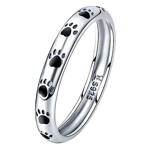 ROMISBABA Silberring Mit Pfotenabdruck Einfacher Für Frauen Und Tierpfotenring Als Schmuck Für Tierfreunde Hundering Und Katzenpfotenring von ROMISBABA