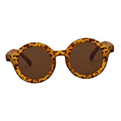 ROMISBABA Sonnenbrille Retro Kleine Runde Fassung Leopard Muster Outdoor Uv Schutz für Mädchen Jungen aus Flexiblem Pc und Resin Material von ROMISBABA