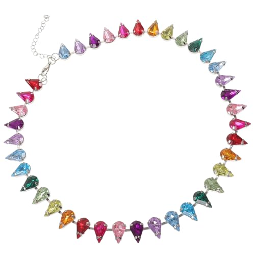 ROMISBABA Statement Halskette Damen Strass Clavicle Chain Vintage Stil Bunte Halskette für Frauen und Mädchen Modisches Schmuckaccessoire von ROMISBABA