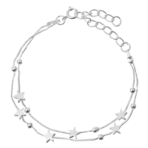 ROMISBABA Sterling Silber Armband für Damen Kreatives Stern Doppelschicht Armband Verstellbare Mode Handkette Eleganter Armschmuck für Alltag Party und Besondere Anlässe ROMISBABA Sterling Silber Armband für Damen Kreatives Stern Doppelschicht Armband Verstellbare Mode Handkette Eleganter Armschmuck für Alltag Party und Besondere Anlässe von ROMISBABA