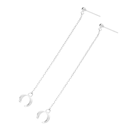ROMISBABA Sterling Silber Ohrclips mit Kettenanhänger Dangle Drop Ear Cuff Schmuck für Damen und Mädchen Modische Ohrklemme in Silber Stilvolles Accessoire für Party und Alltag von ROMISBABA