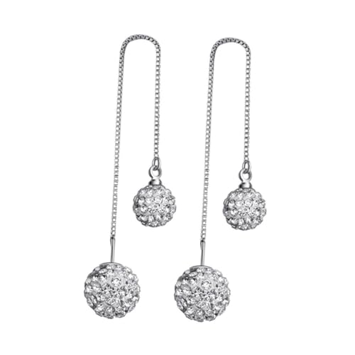 ROMISBABA Sterling Silber Ohrhänger mit Geometrischem Strassbesatz Langer Tassel Design Damen Ohrringe für Hochzeit und Alltag Modischer Schmuck für Frauen und Mädchen Silber von ROMISBABA