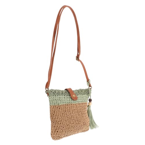 ROMISBABA Strandtasche Damen Große Kapazität Schultertasche Gewebt Leicht Tragbar Vielseitige Strand Einkaufstasche Urlaubstasche Modisch Grün von ROMISBABA