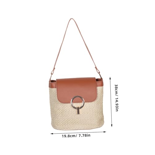 ROMISBABA Strandtasche aus Robustem Stroh mit Crossbody-träger Kleines Damen Sommer-tasche Handgewebte Boho Schultertasche für Freizeit und Strand Braune Strohtasche für Handys und von ROMISBABA