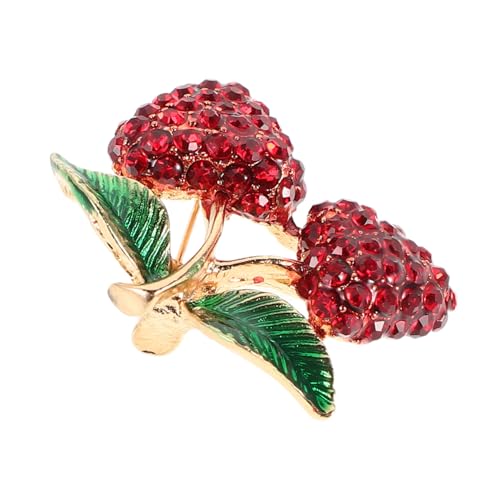 ROMISBABA Strass Erdbeer Brosche Damen Anstecknadel Modisches Schmuckstück Vielseitiger Pin für Kleidung Taschen Hüte Sicherer Verschluss Hochwertiges Design von ROMISBABA