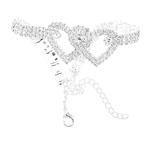 ROMISBABA Strand Fußkettchen Glitzer Herz Fußschmuck Verstellbare Fußkette Mit Strass Charm Für Fußkettchen Schmuck von ROMISBABA