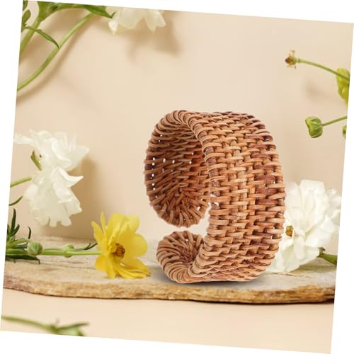 ROMISBABA Straw Wicker Braid Cuff Bangle Handwoven Bohemian Chunky Statement Bracelet für Frauen Langlebig Robust Sommerliches Ethno Armband von ROMISBABA