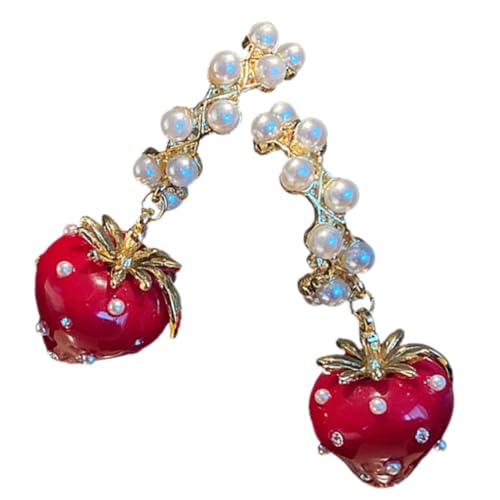 ROMISBABA Strawberry Pearl Dangle Ohrringe Damen Leicht Elegant Statement Schmuck für Alltag Party Festival ROMISBABA Strawberry Pearl Dangle Ohrringe Damen Leicht Elegant Statement Schmuck für Alltag Party Festival von ROMISBABA