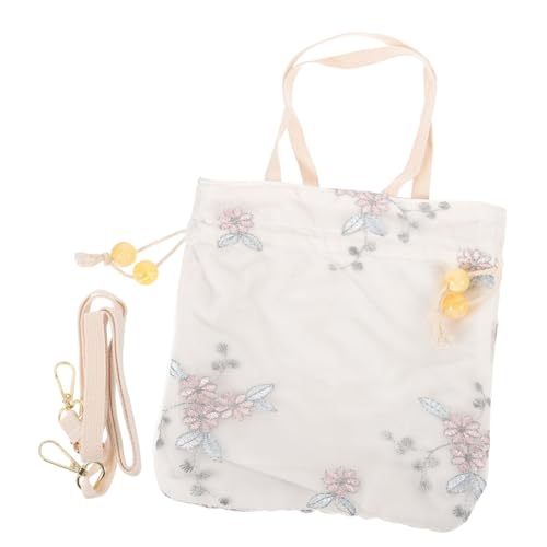 ROMISBABA Style Canvas Umhängetasche Damen Weiß Leichte Canvas Schultertasche mit Kettenriemen Vielseitige Freizeittasche für Alltag Shopping Party Modische Crossbody Tasche von ROMISBABA