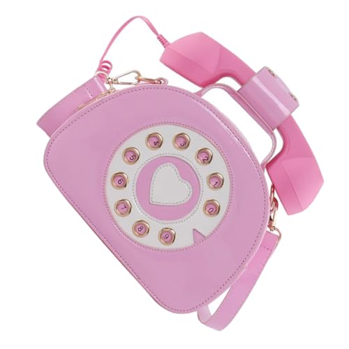 ROMISBABA Stylische Handtasche Damen PU Material Retro Telefonmotiv Leichte Umhängetasche Schultertasche Praktische Shopper Bag für Shopping und Reisen von ROMISBABA
