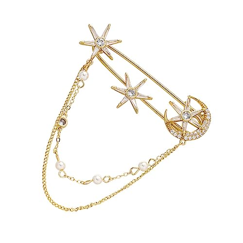 ROMISBABA Stylische Six Point Star Lapel Pin mit Kette Kreative Brosche mit Zirkonia Modisches Accessoire für Damen und Herren Vielseitig für Kleidung Taschen Hüte und Schals Geeignet von ROMISBABA
