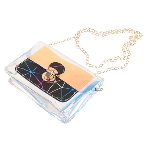 ROMISBABA Stylische Transparente Umhängetasche Damen Leichte Kleine Crossbody Bag mit Knopfverschluss Geometrisches Muster Design für Alltag Reisen Geschenkidee von ROMISBABA