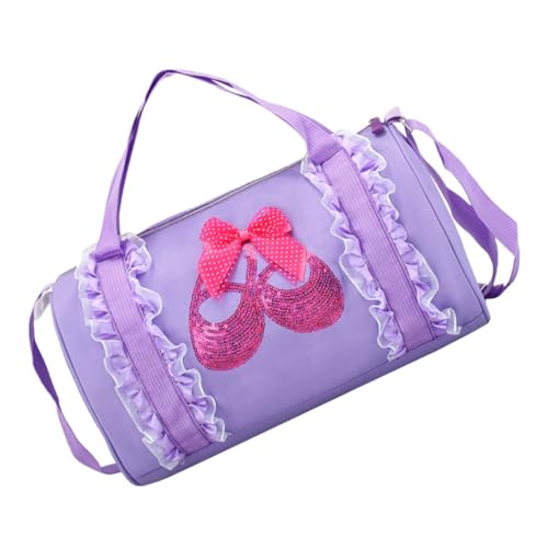 ROMISBABA Tanz Umhängetasche Ballett Tasche Leicht Tragbar mit Reißverschluss für Mädchen Outdoor Aufbewahrung Modisch in Violett mit Ballettschuh Motiv von ROMISBABA