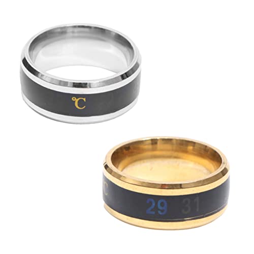 ROMISBABA Temperaturempfindlicher Ring Hochzeit Sterling Runder Fingerring Stellungnahme Geburtstagsgeschenk Runder Ring Wärmeverfärbungsring Golden ROMISBABA Temperaturempfindlicher Ring Hochzeit Sterling Runder Fingerring Stellungnahme Geburtstagsgeschenk Runder Ring Wärmeverfärbungsring Golden von ROMISBABA