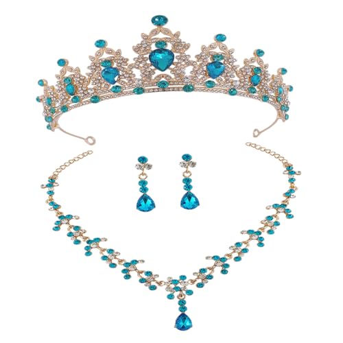 ROMISBABA Tiara Halskette und Ohrringe für Hochzeiten und Festliche Anlässe Glänzendes Design Langlebige Materialien Vielseitige Kombinationsmöglichkeiten von ROMISBABA