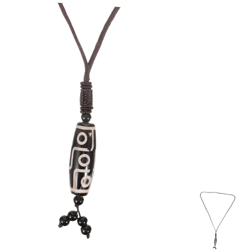 ROMISBABA Tibetischer Amulett-anhänger mit Neun Augen Dzi-perle Traditionelle Buddhistische Halskette für Damen Ethnischer Schutzanhänger in Schwarz Handgefertigte Tibetische von ROMISBABA