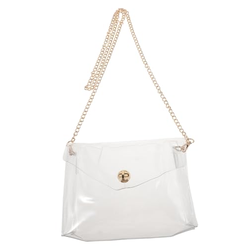 ROMISBABA Transparente Crossbody Bag Damen PVC Material Leichte Kleine Schultertasche mit Kette für Konzert Festival Party Vielseitige Transparente Umhängetasche von ROMISBABA
