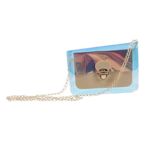 ROMISBABA Transparente Damen Umhängetasche mit Modischer Kette Schimmernde Klare Crossbody Handtasche Leichte Schultertasche mit Innentasche Stilvolles Accessoire für Alltag und Freizeit von ROMISBABA