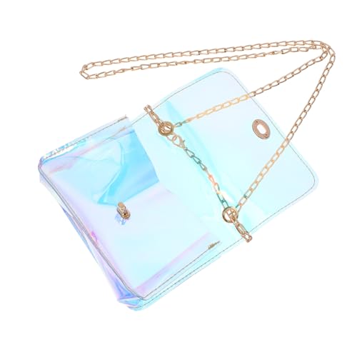 ROMISBABA Transparente Kleine Crossbody Umhängetasche Damen PVC Jelly Bag mit Holografischem Metallkette Vielseitig Tragbar als Schulter und Messengerbag Modisch für Alltag und von ROMISBABA