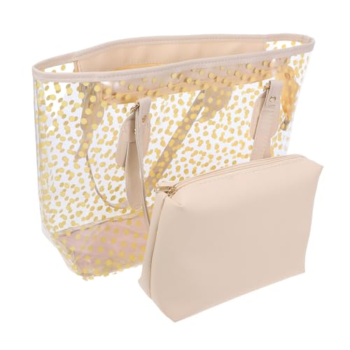 ROMISBABA Transparente Schultertasche Damen mit Reißverschluss Leichte PU Tasche Tote Bag mit Innenbörse Wasserabweisend Große Kapazität als Strandtasche oder Kosmetiktasche für Sommer und von ROMISBABA