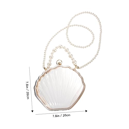 ROMISBABA Transparente Shell Umhängetasche Damen mit Perlencollier Schultertasche für Strand Hochzeit Shopping Handtasche mit Geräumigem Innenfach von ROMISBABA