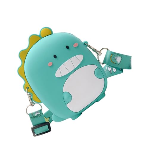 ROMISBABA Umhängegeldbeutel aus Lebensmittelechtem Silikon Cartoon Motiv Kleine Grüne Crossbody Münztasche Leicht Tragbar für Schule Ausflüge Alltag und Reisen von ROMISBABA