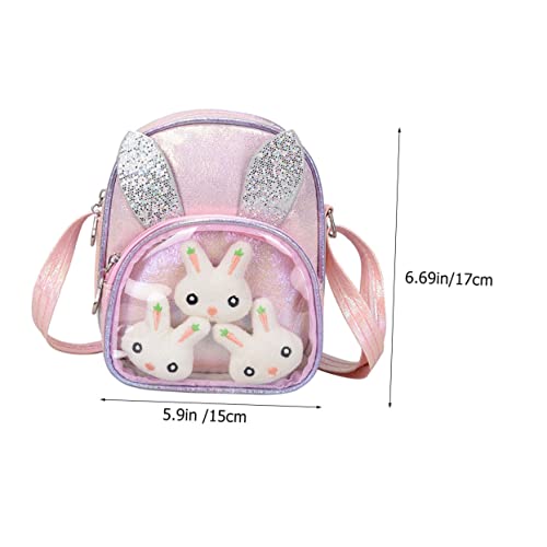 ROMISBABA Stylische Umhängetasche Für Kinder Mit Cartoon Kaninchen Design Strapazierfähige Glitzertasche Sling Tasche Für Mädchen Für Täglichen Gebrauch Und Reisen Süße Kindertasche von ROMISBABA