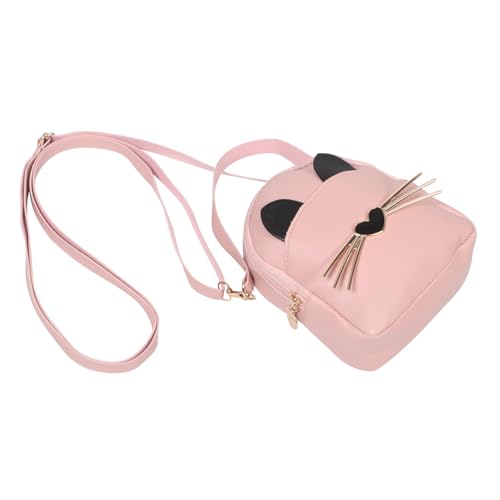 ROMISBABA Umhängetasche PU Klein Mädchen Tasche Süßes Katzen Design Wasserabweisend Mini Crossbody Bag für Alltag Snacks Organizer Rosa von ROMISBABA